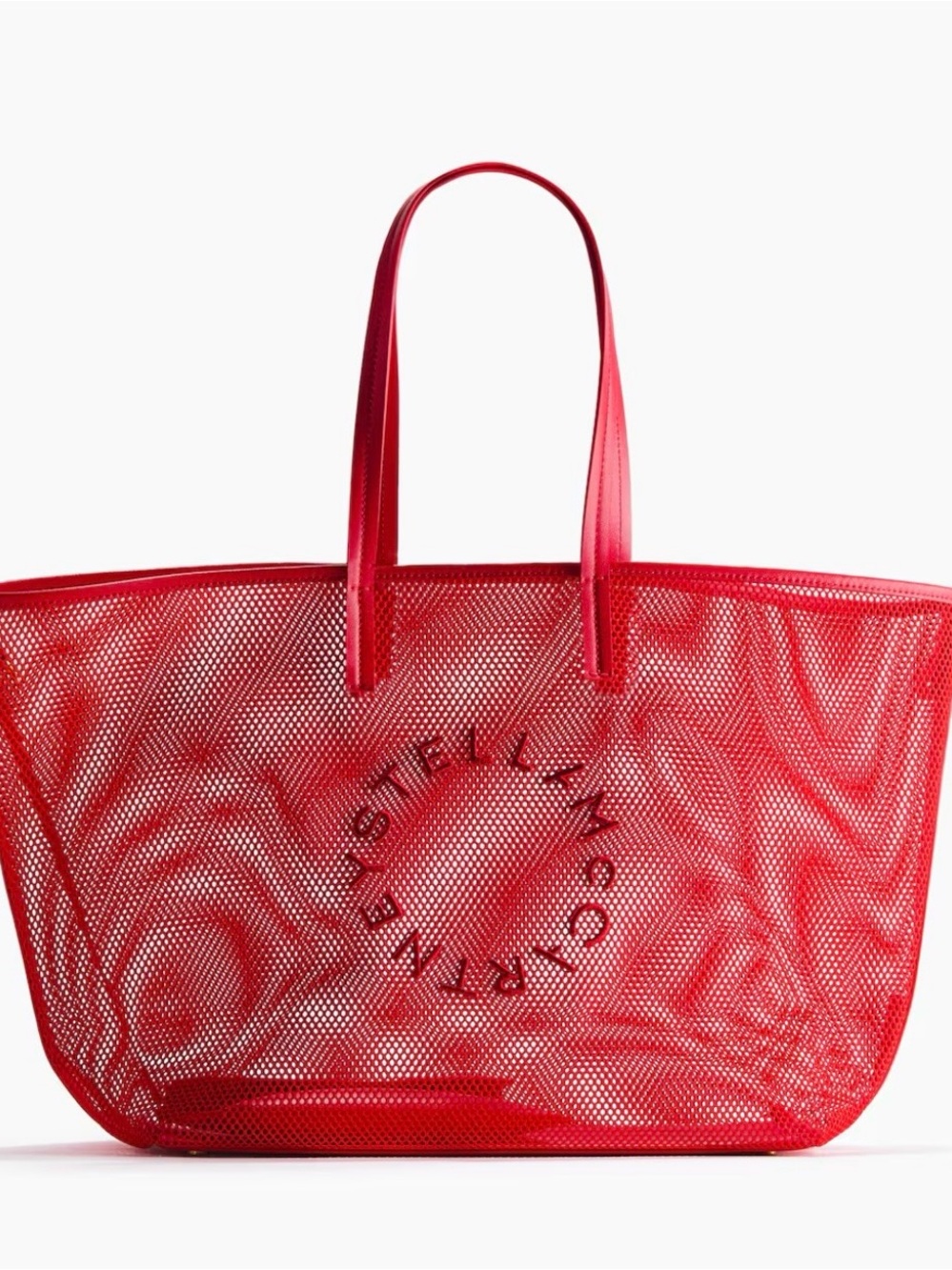 H&M Red Mesh Tote Bag with Circular Logo